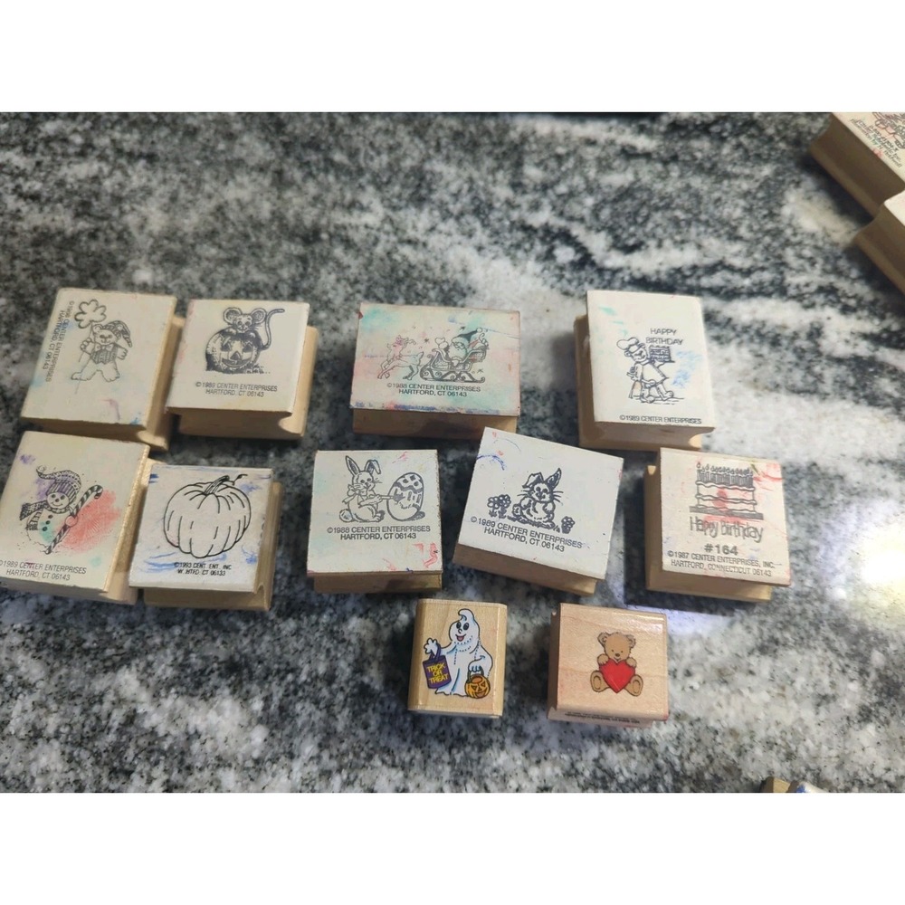 Vintage 1980s-90s Teacher Rubber Stamp Lot School Holidays Classroom 11pcs
